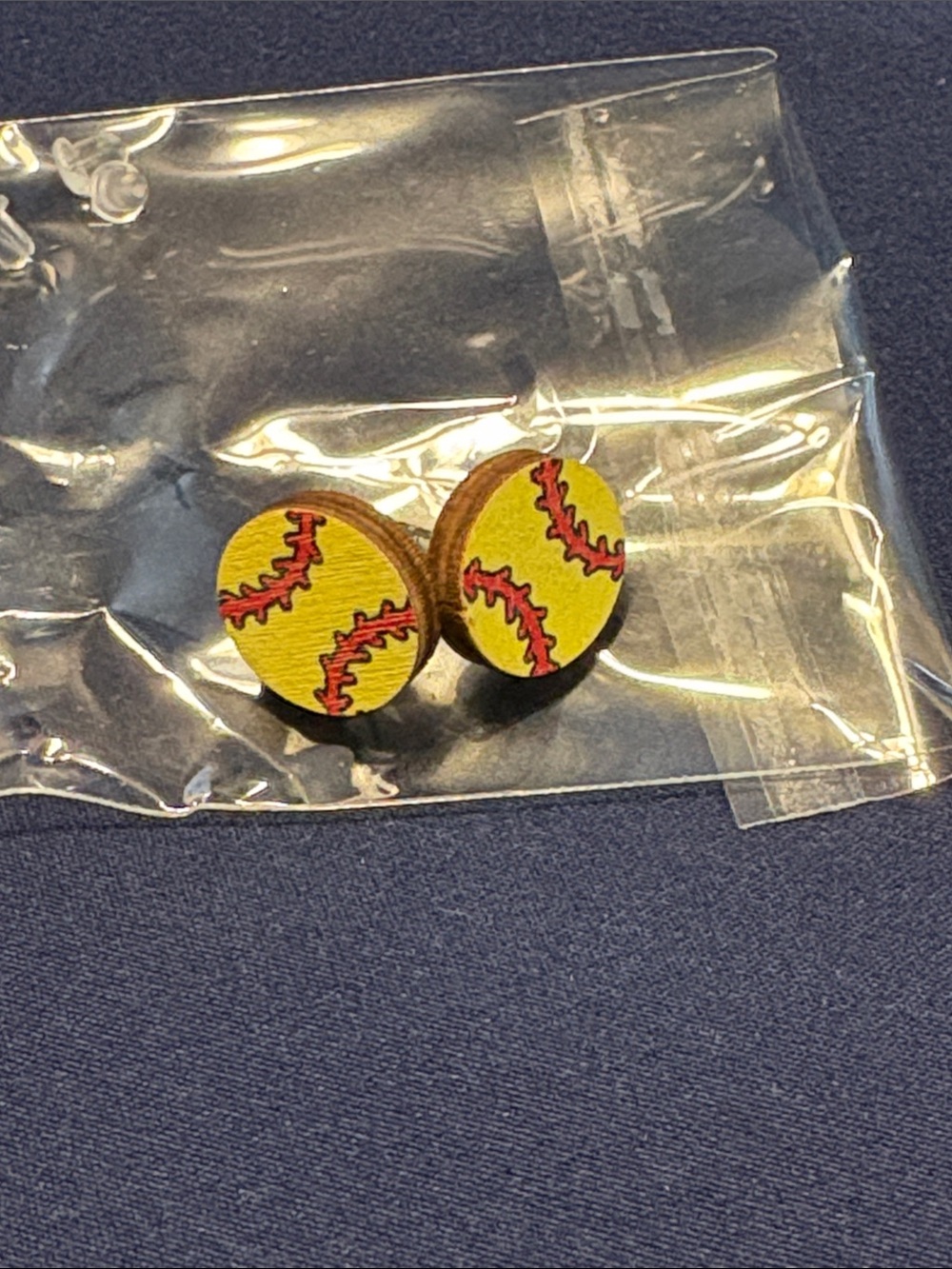 Softball Stud Earrings - Yellow & Red